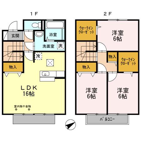 エルシオン竹ヶ花(3LDK/1階)の間取り写真
