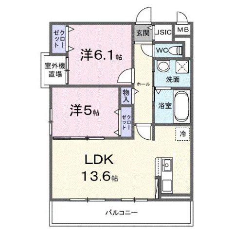 ヴィオラ住吉ノ杜(2LDK/2階)の間取り写真