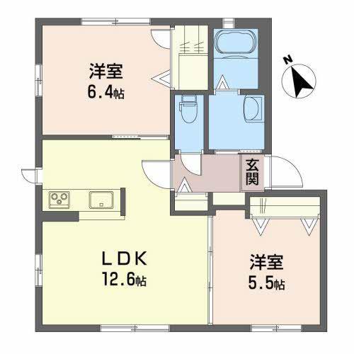 ヴィラージュヌフ VIII棟(2LDK/1階)の間取り写真