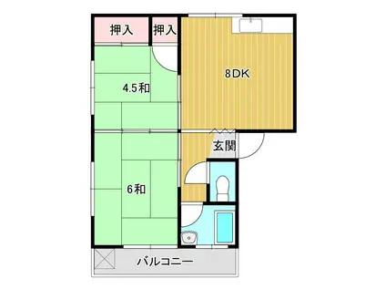 勝谷コーポ(2DK/2階)の間取り写真