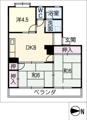 メゾン山田(3DK/4階)の間取り写真