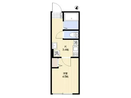 VILLE-PRADO北小岩(1K/1階)の間取り写真