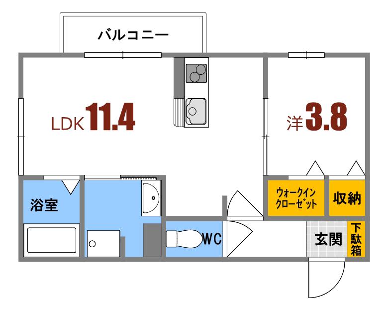 ライブコープ神崎 II(1LDK/2階)の間取り写真