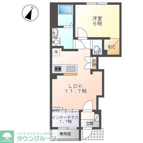 NUVOLA・IRIDE(1LDK/1階)の間取り写真