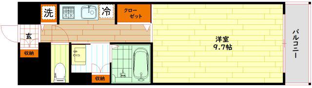 インザグレイス天神橋(1K/8階)の間取り写真