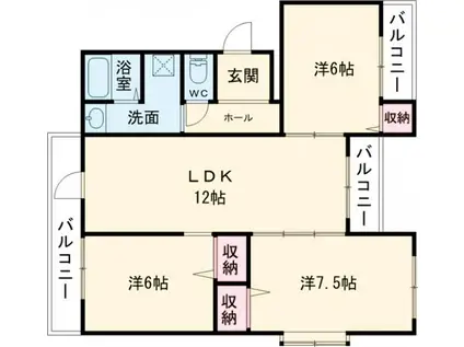 第8常盤ビル(3LDK/1階)の間取り写真