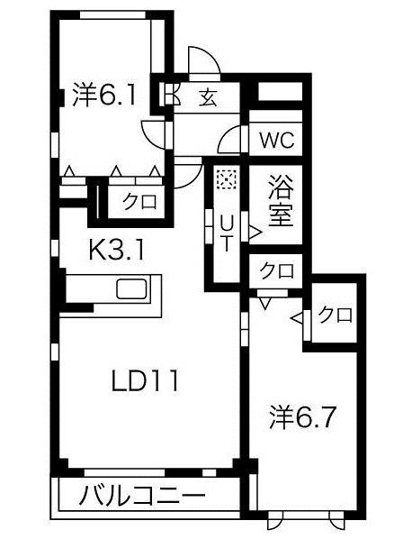 STOCK(2LDK/2階)の間取り写真