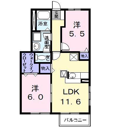 I・FIELD B(2LDK/1階)の間取り写真
