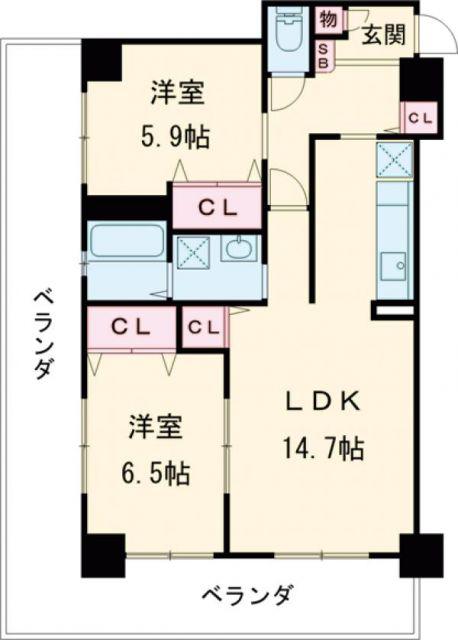ルメルシエ(2LDK/2階)の間取り写真
