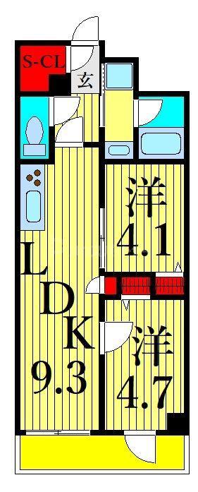 ルフレ プレミアム日暮里(2LDK/1階)の間取り写真
