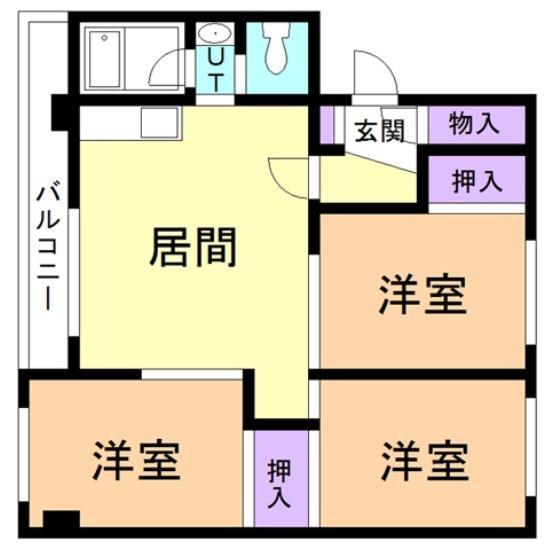 KTハイツ(3LDK/1階)の間取り写真