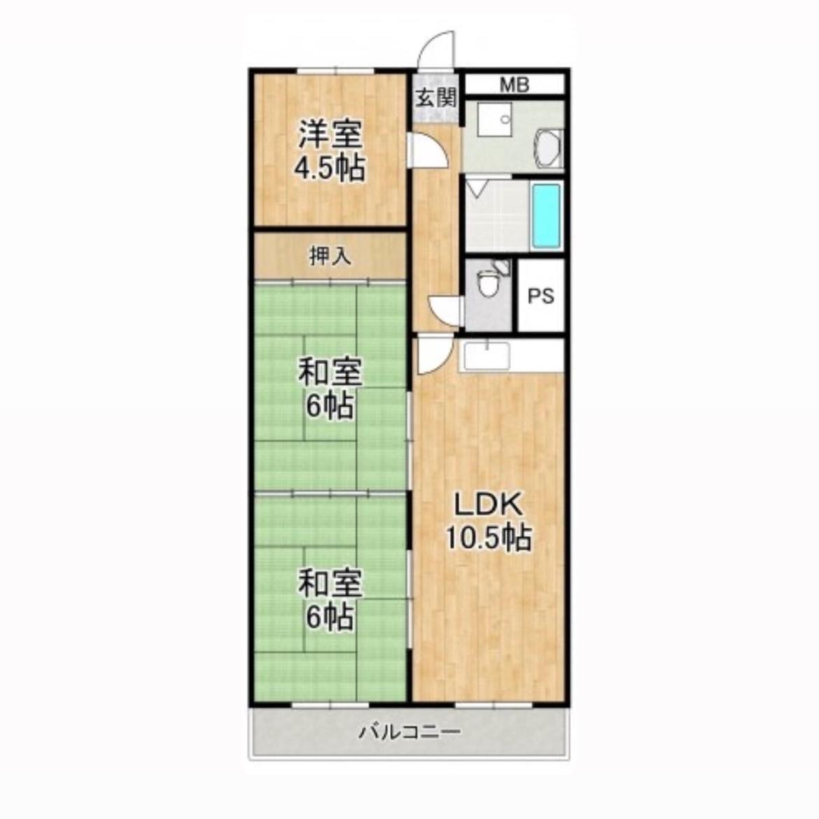 富田林金剛マンション(3LDK/1階)の間取り写真