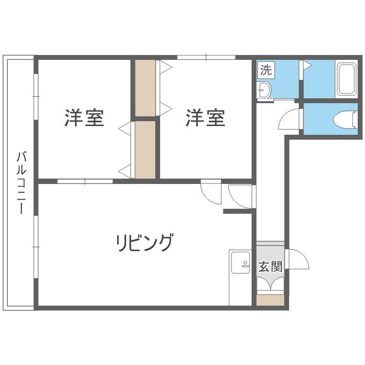 K&Kビル(2LDK/3階)の間取り写真