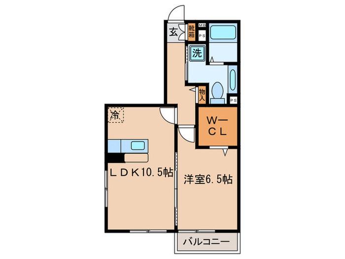 ソレアードII(1LDK/2階)の間取り写真