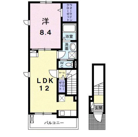 ハッピー プレイス II(1LDK/2階)の間取り写真