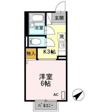 メゾンリヴィエールA(1K/1階)の間取り写真