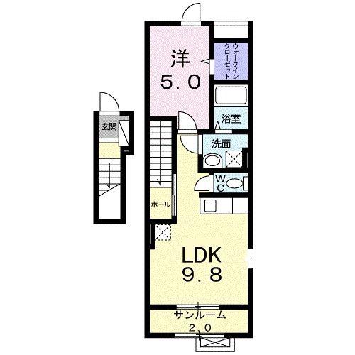 ブリアン ベル(1LDK/2階)の間取り写真