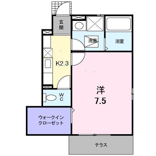 サンパティーク(1K/1階)の間取り写真