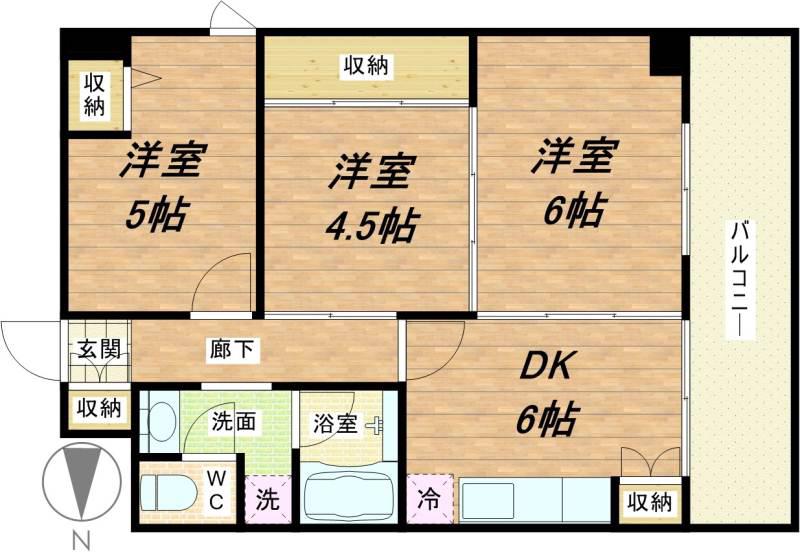 上三青山ハイツ(3DK/3階)の間取り写真