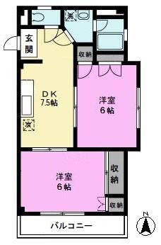 レジデンス石塚(2DK/3階)の間取り写真