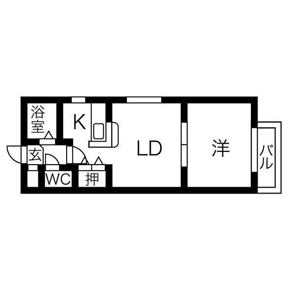 マルフジビル(1DK/1階)の間取り写真