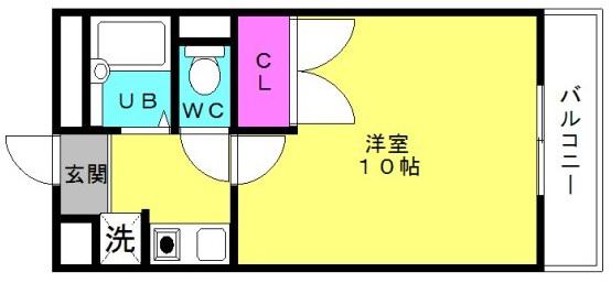 ソレーユII(1K/2階)の間取り写真