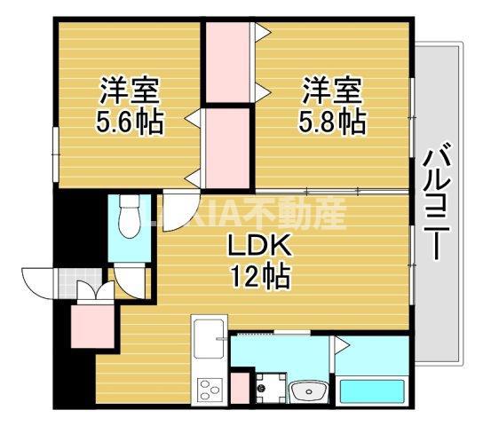 WOB京橋(2LDK/11階)の間取り写真