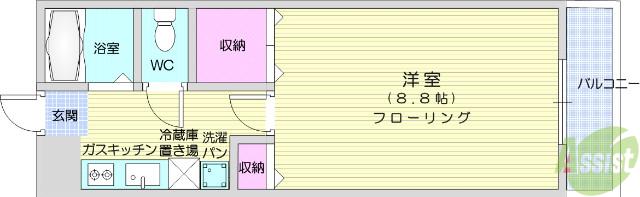 アーバンハイツ柏木(1K/7階)の間取り写真