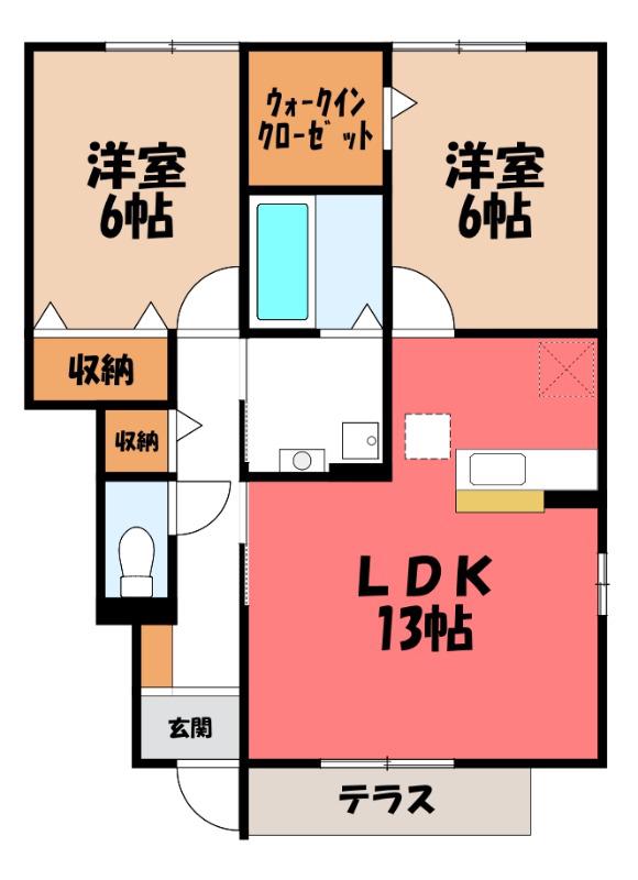 フォルトゥーナ(2LDK/1階)の間取り写真