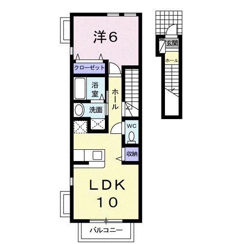 ヴローテA(1LDK/2階)の間取り写真