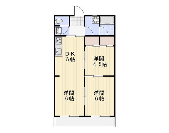 IRIS吉備津(3DK/1階)の間取り写真