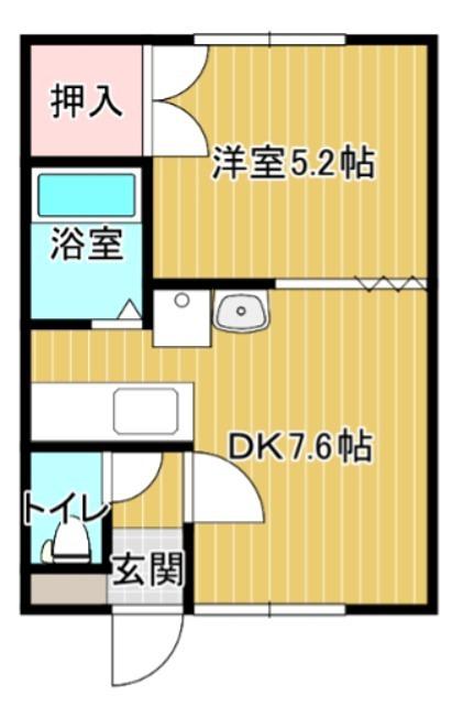 ハイツせせらぎ(1DK/2階)の間取り写真