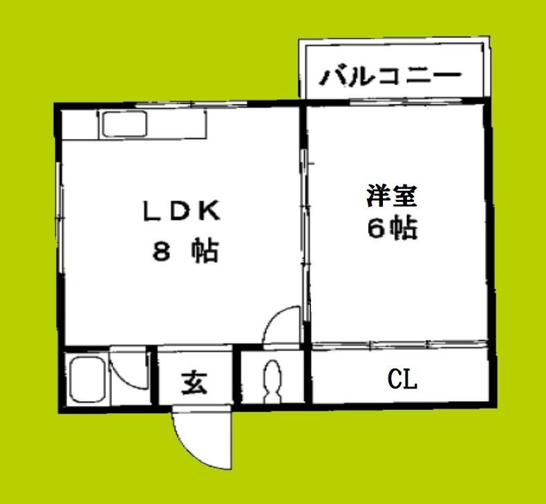 玉出第5Aマンション(1LDK/3階)の間取り写真