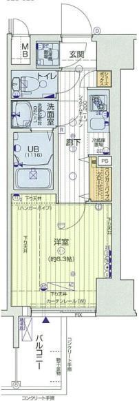 プレミアムコート谷町4丁目(1K/12階)の間取り写真