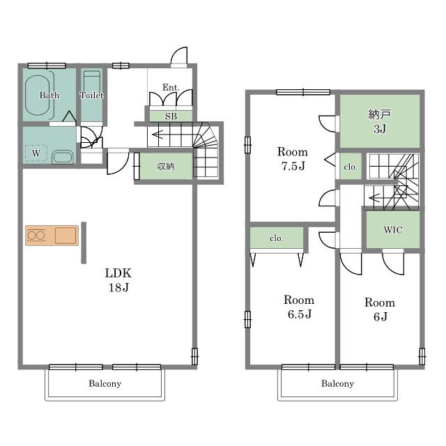 CASA VERDE南荻窪 C棟(3LDK/1階)の間取り写真