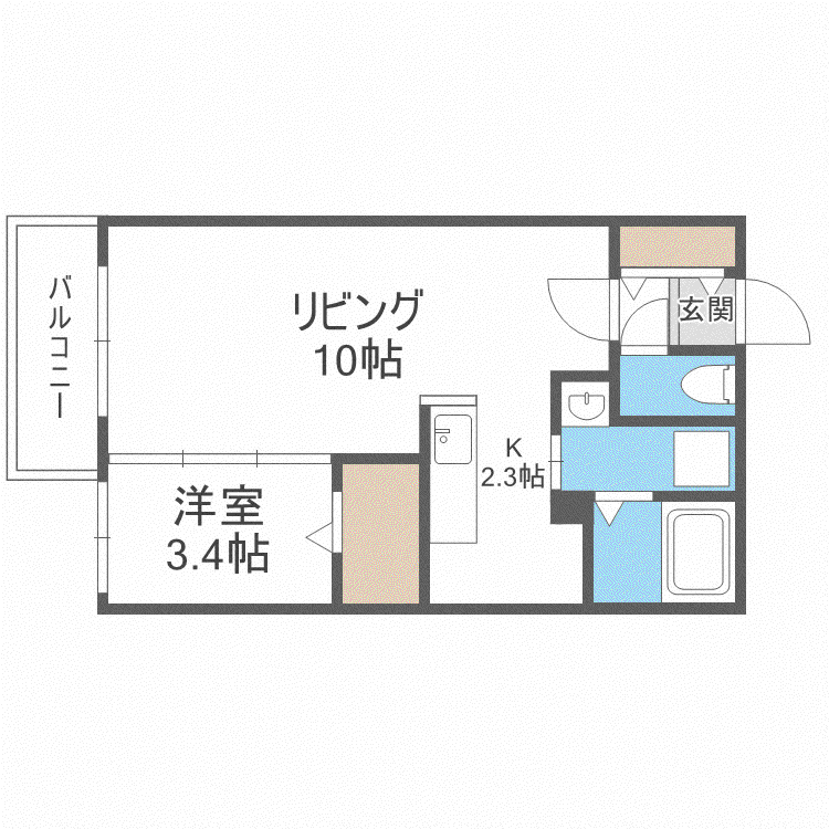 ラフィナート麻生(1LDK/2階)の間取り写真