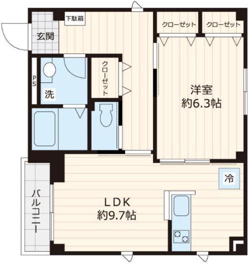 ビューノ東池袋(1LDK/2階)の間取り写真