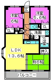 ヴィヴィットブルー(3LDK/3階)の間取り写真