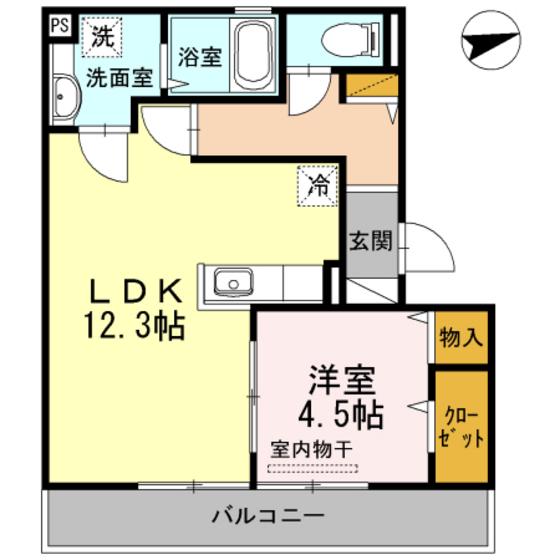 シエル大通(1LDK/3階)の間取り写真