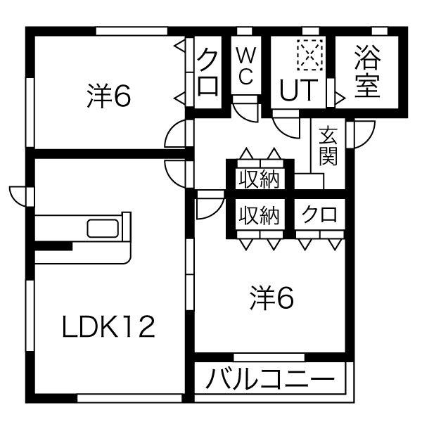 エントラールA棟(2LDK/1階)の間取り写真