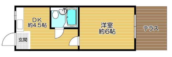 ラフォーレ新石切 W棟(1K/2階)の間取り写真