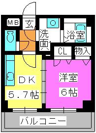 ボンメゾン2(1DK/4階)の間取り写真