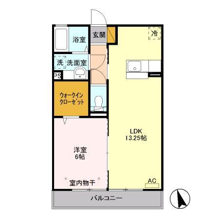 プティール III(1LDK/2階)の間取り写真
