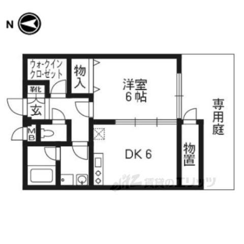 サンロイヤル五条(1DK/1階)の間取り写真