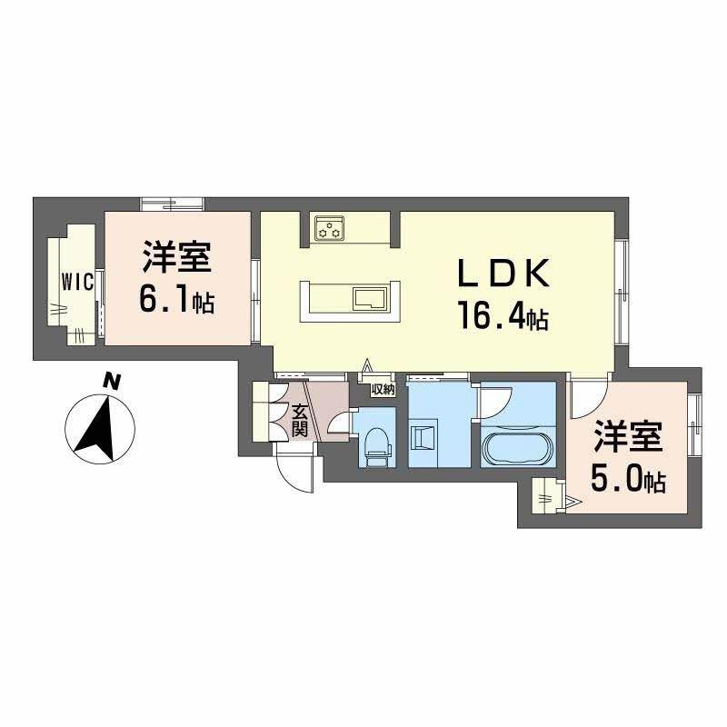 プライムフェルトII(2LDK/1階)の間取り写真