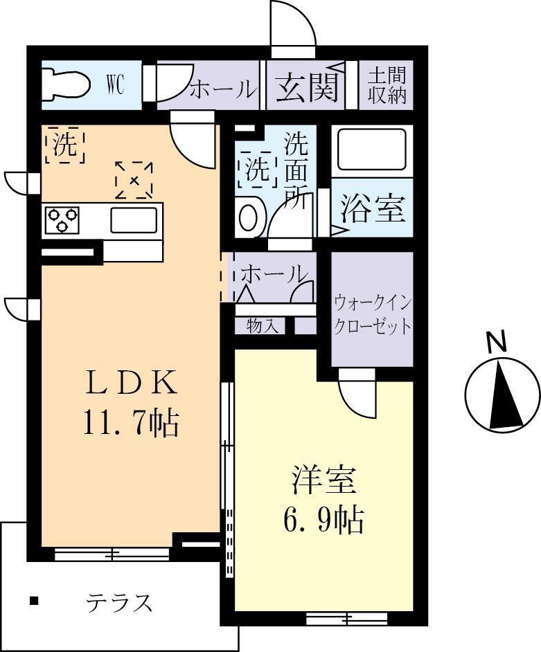 フォレモダーニ(1LDK/1階)の間取り写真