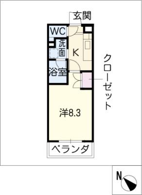タウンライフ藤ヶ丘西(1K/2階)の間取り写真