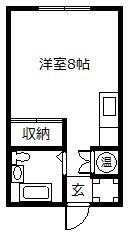 ヴィラナリー旭川 A棟(ワンルーム/2階)の間取り写真