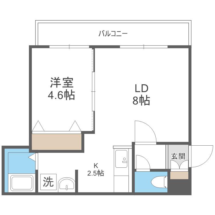 フォースアベニュー琴似(1LDK/2階)の間取り写真