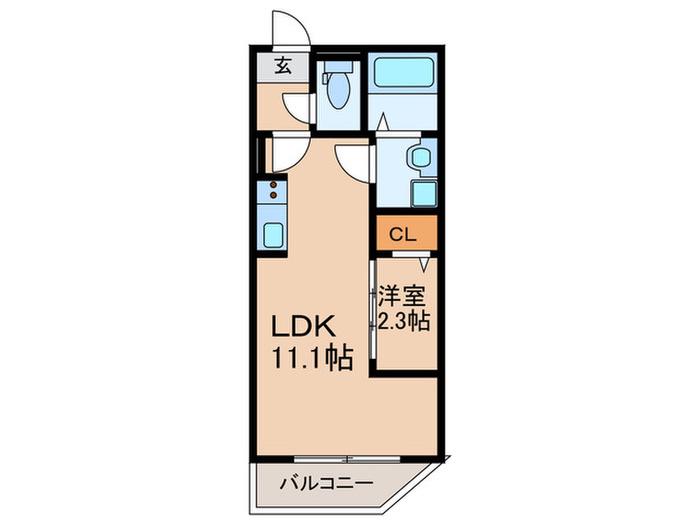ガレア高宮(1LDK/3階)の間取り写真
